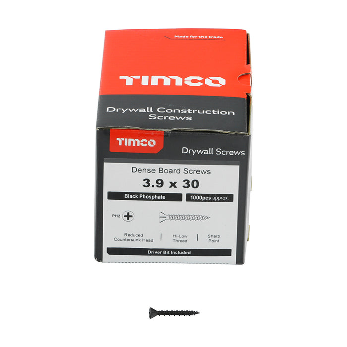 Drywall Dense Board Screws - PH - Reduced Countersunk - High-Low Thread - Black