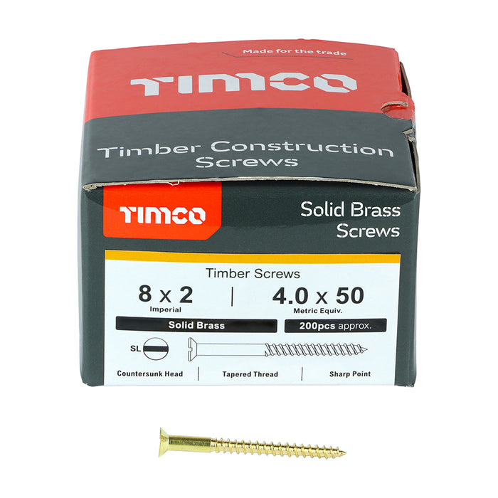 Solid Brass Timber Screws - SLOT - Countersunk