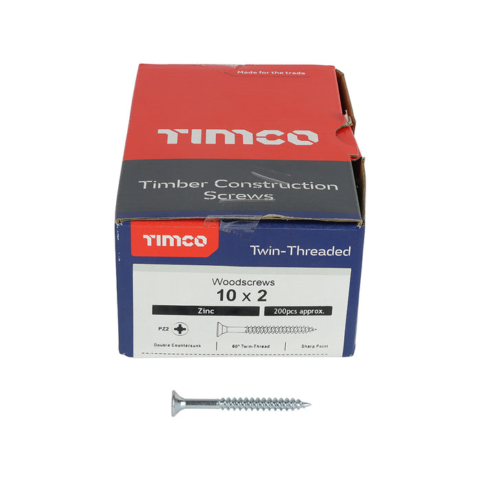 Twin-Threaded Woodscrews - PZ - Round - Zinc