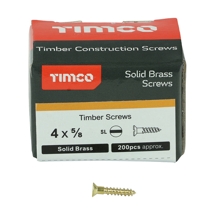 Solid Brass Timber Screws - SLOT - Countersunk