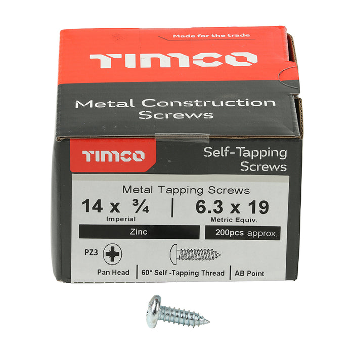 Metal Tapping Screws - PZ - Pan - Self-Tapping - Zinc