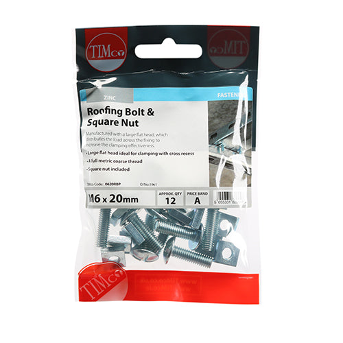 Roofing Bolts & Square Nuts - Zinc