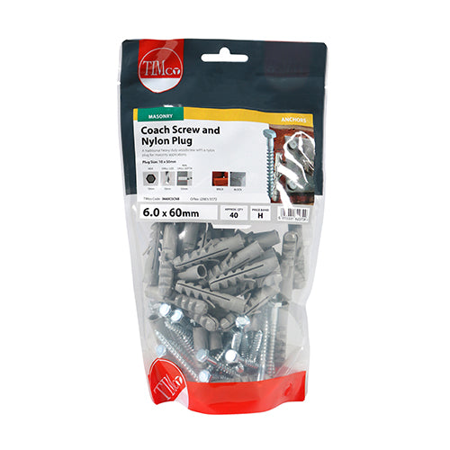 Coach Screws & Nylon Plugs - Zinc