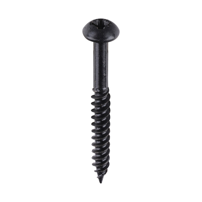 Blackjax Woodscrews - PZ - Round - Black Organic