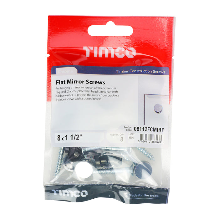 Mirror Screws - Zinc - Chrome Flat