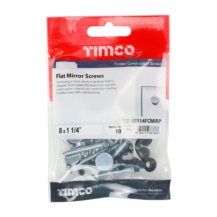 Mirror Screws - Zinc - Chrome Flat