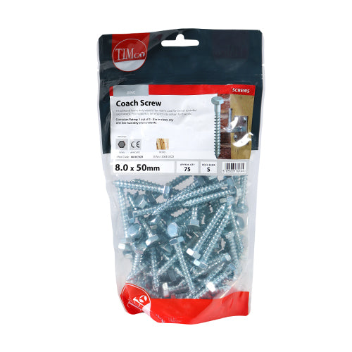 Coach Screws - Hex - Zinc