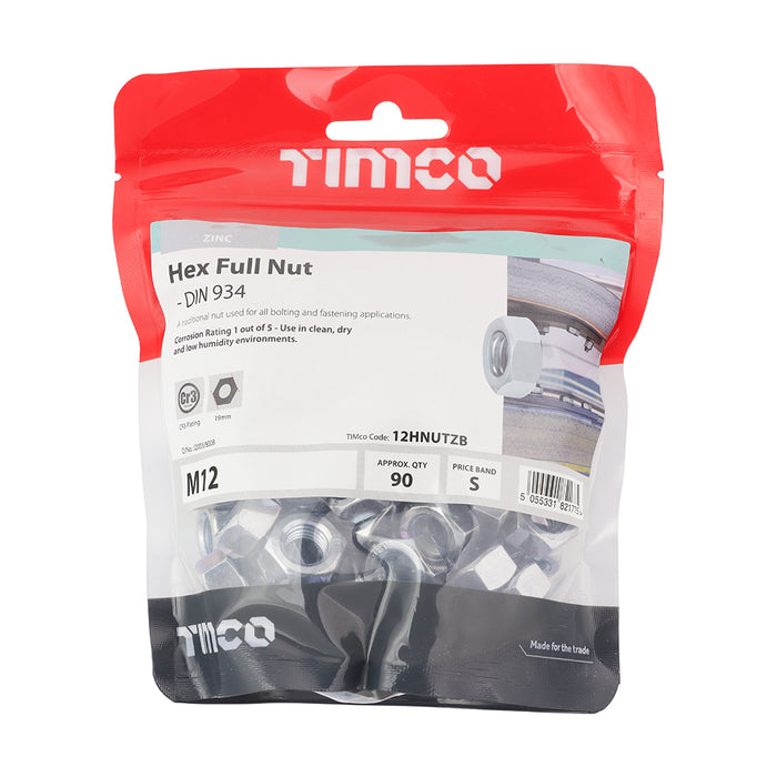 Hex Full Nuts - Zinc