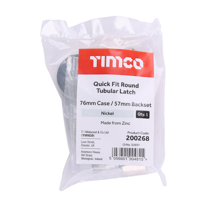 Quick Fit Round Tubular Latch - Nickel