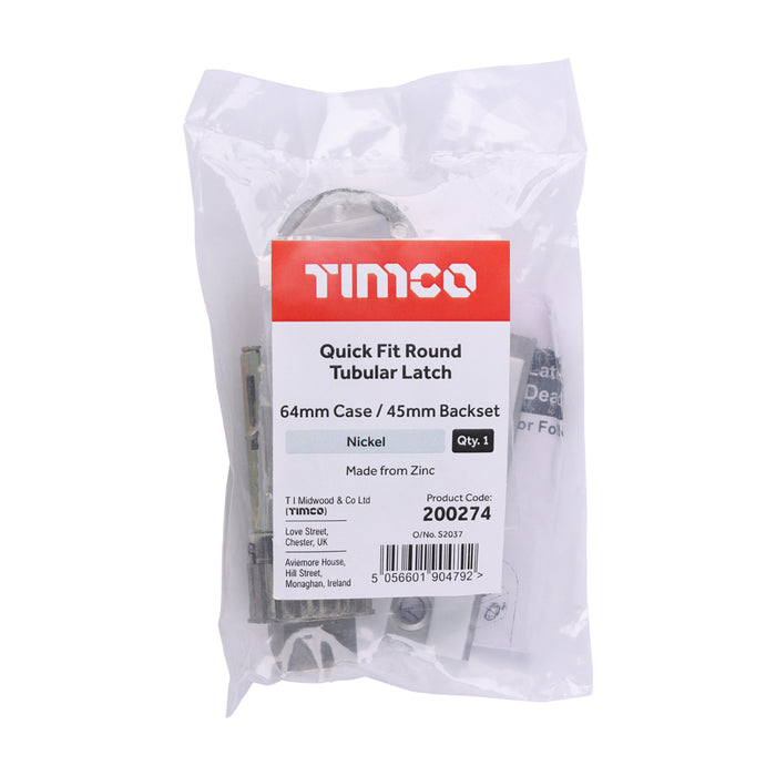 Quick Fit Round Tubular Latch - Nickel