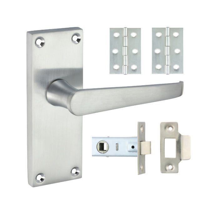 Victorian Straight Latch Door Pack - Satin Chrome