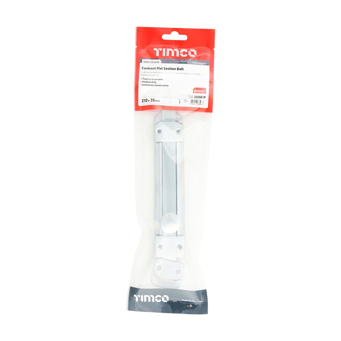 Contract Flat Section Bolt - Satin Chrome