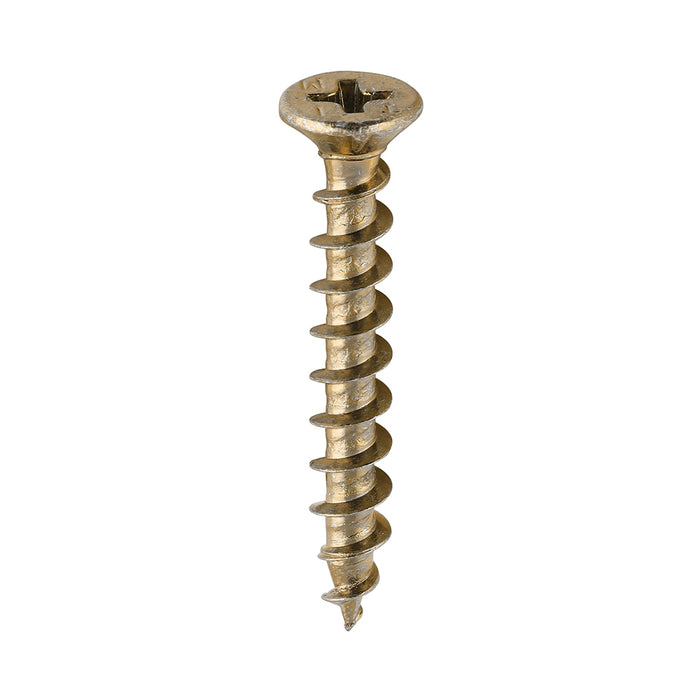 Window Fabrication Screws - Countersunk with Ribs - PH - Single Thread - Gimlet Point - Yellow