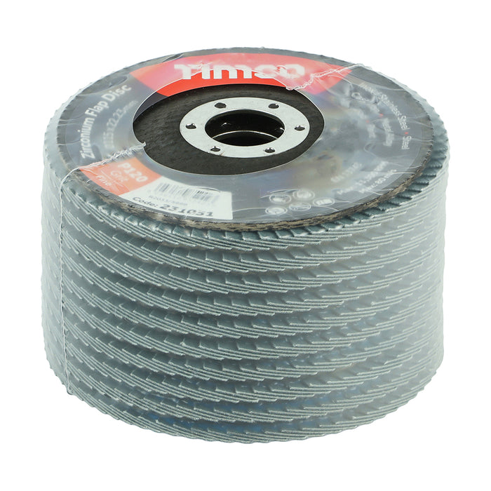 Set of Flap Discs - Zirconium - Type 29 Conical - P120 Grit