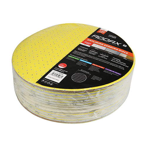 Drylining Sanding Discs - 120 Grit - Yellow