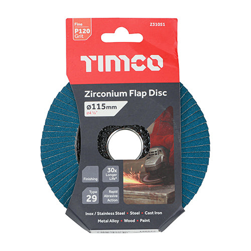 Flap Disc - Zirconium - Type 29 Conical - P120 Grit