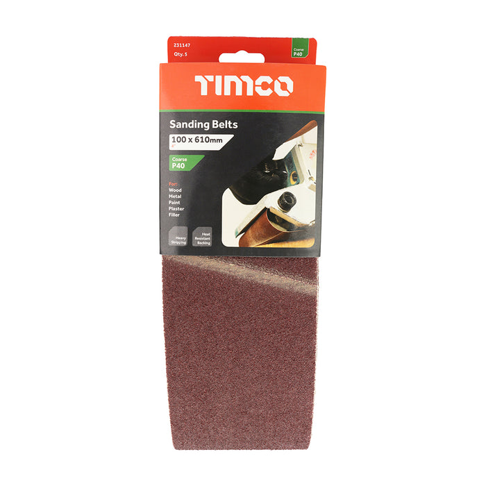 Sanding Belts - 40 Grit - Red