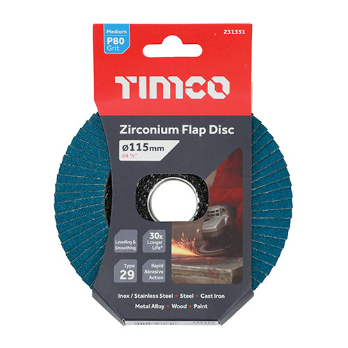 Flap Disc - Zirconium - Type 29 Conical - P80 Grit