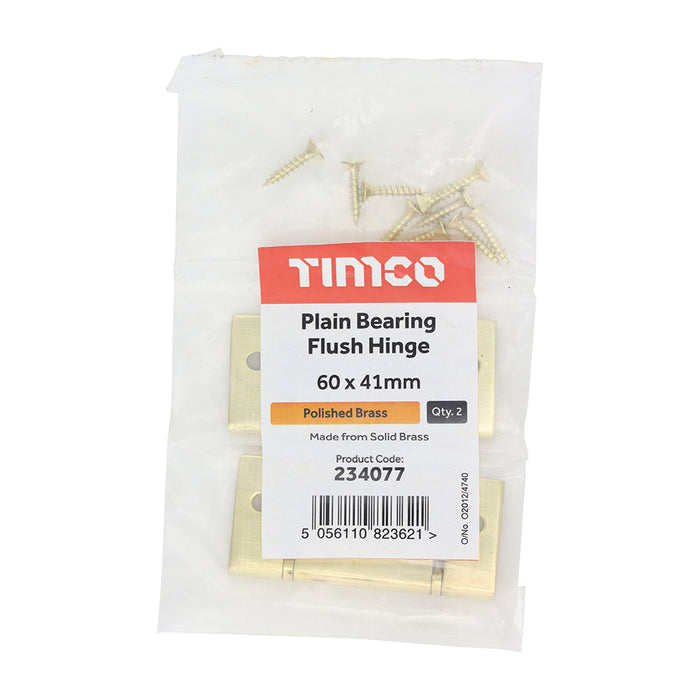 Plain Bearing Flush Hinge - Solid Brass - Polished Brass