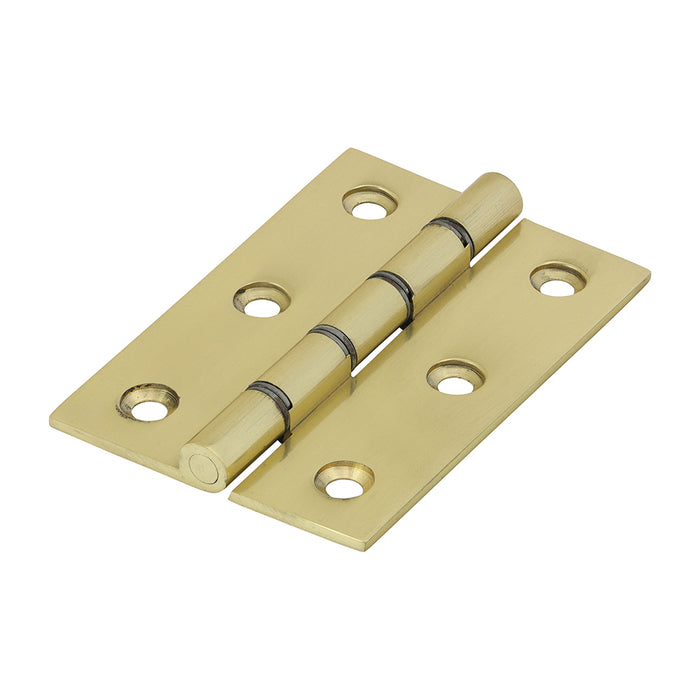 Double Steel Washered Butt Hinge - Solid Brass - Polished Brass