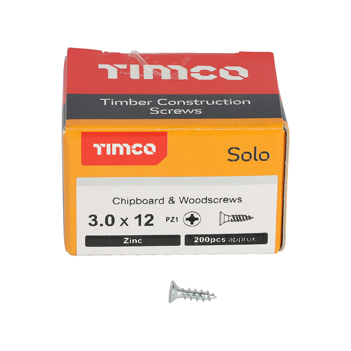 Solo Chipboard & Woodscrews - PZ - Double Countersunk - Zinc