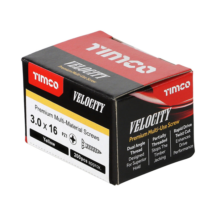 Velocity Premium Multi-Use Screws - PZ - Double Countersunk - Yellow