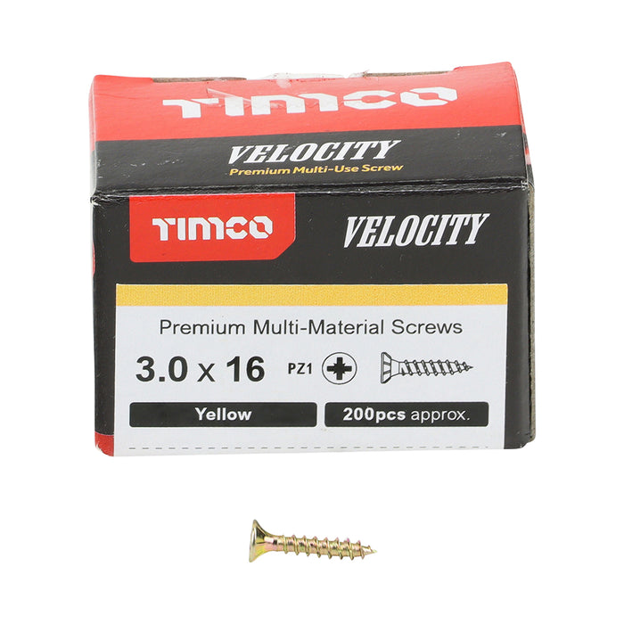 Velocity Premium Multi-Use Screws - PZ - Double Countersunk - Yellow