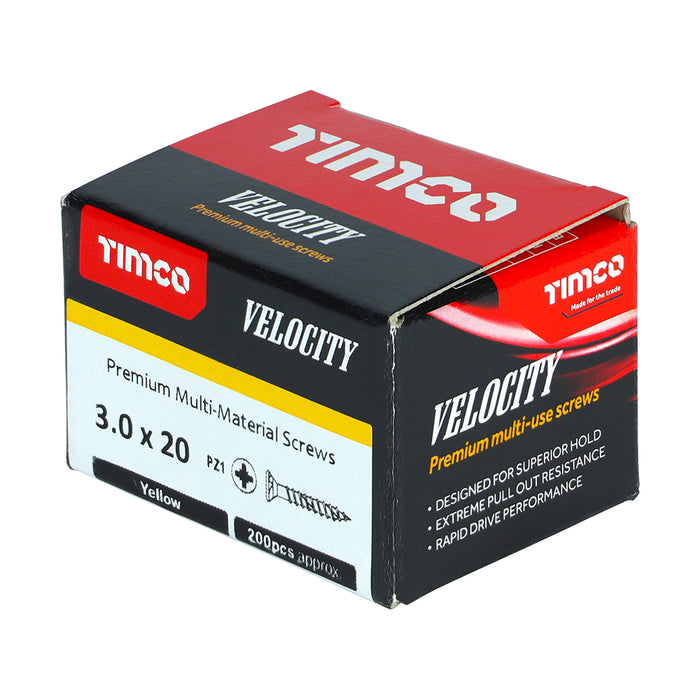 Velocity Premium Multi-Use Screws - PZ - Double Countersunk - Yellow