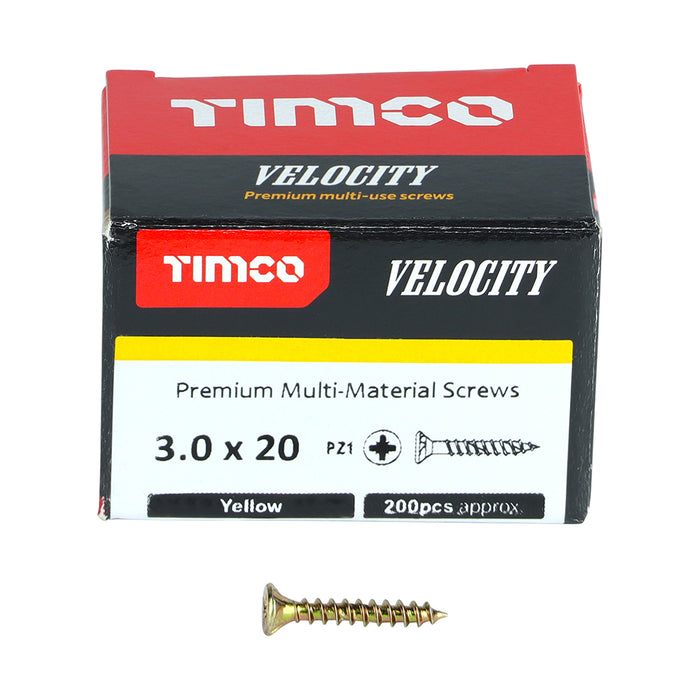 Velocity Premium Multi-Use Screws - PZ - Double Countersunk - Yellow
