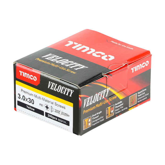 Velocity Premium Multi-Use Screws - PZ - Double Countersunk - Yellow