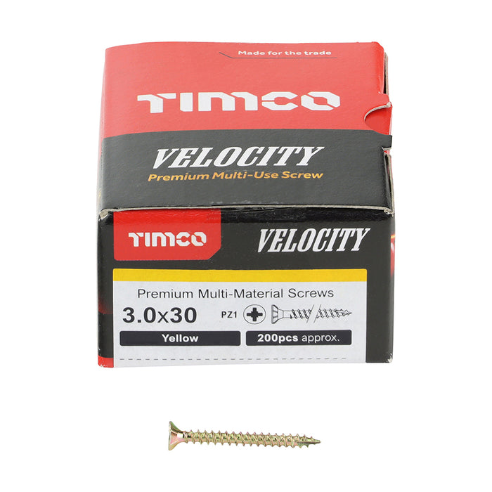 Velocity Premium Multi-Use Screws - PZ - Double Countersunk - Yellow
