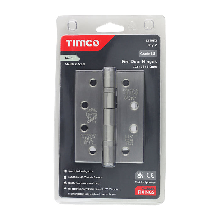 Grade 13 Fire Door Hinges - Satin Stainless Steel