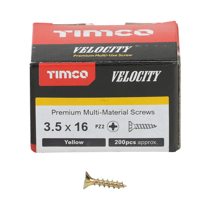 Velocity Premium Multi-Use Screws - PZ - Double Countersunk - Yellow