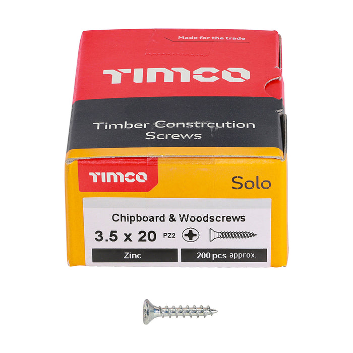 Solo Chipboard & Woodscrews - PZ - Double Countersunk - Zinc