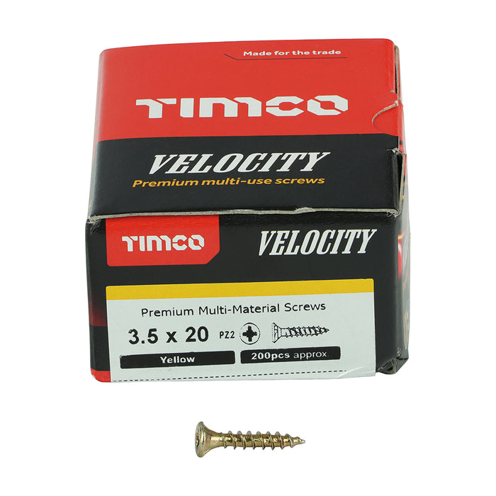 Velocity Premium Multi-Use Screws - PZ - Double Countersunk - Yellow