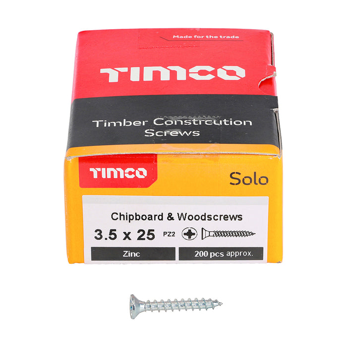 Solo Chipboard & Woodscrews - PZ - Double Countersunk - Zinc