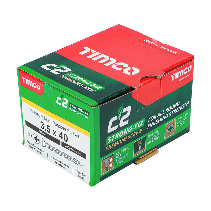 C2 Strong-Fix - PZ - Double Countersunk - Twin-Cut - Yellow