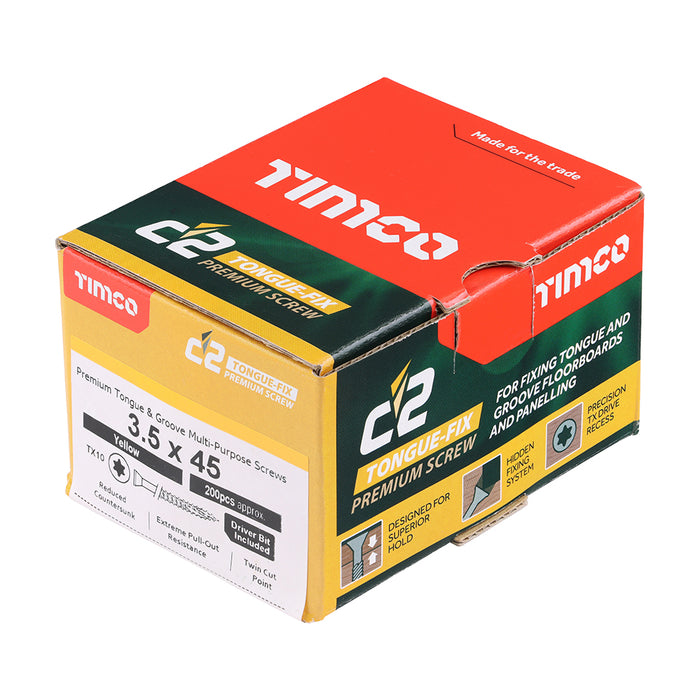 C2 Tongue-Fix - TX - Reduced Countersunk - Twin-Cut - Yellow