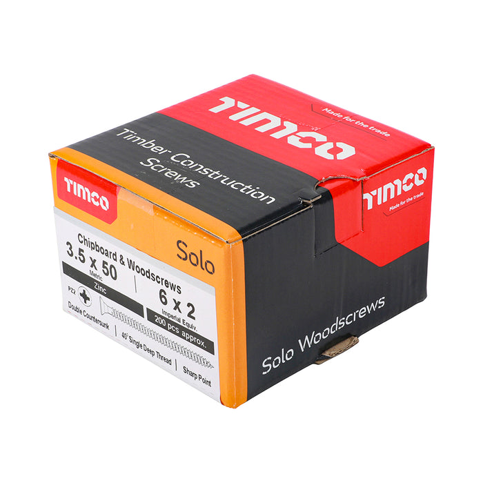 Solo Chipboard & Woodscrews - PZ - Double Countersunk - Zinc