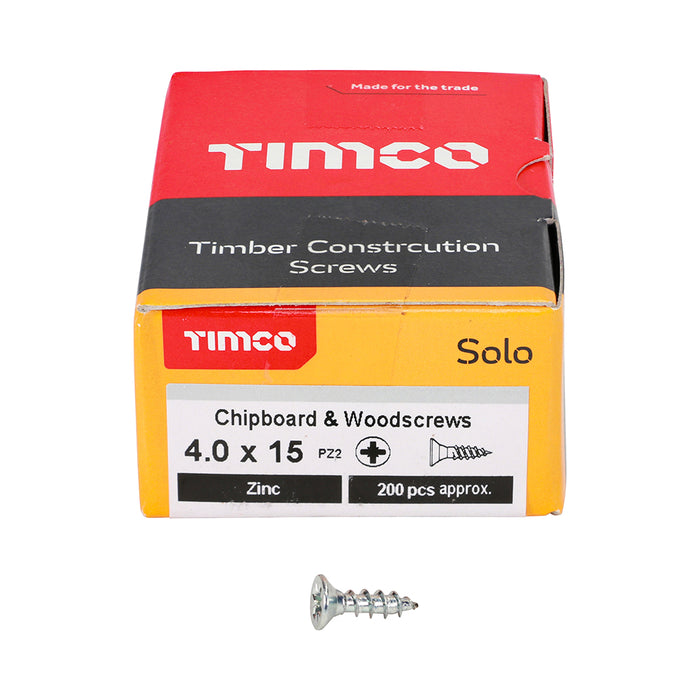Solo Chipboard & Woodscrews - PZ - Double Countersunk - Zinc