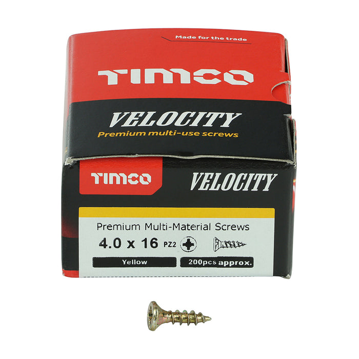 Velocity Premium Multi-Use Screws - PZ - Double Countersunk - Yellow