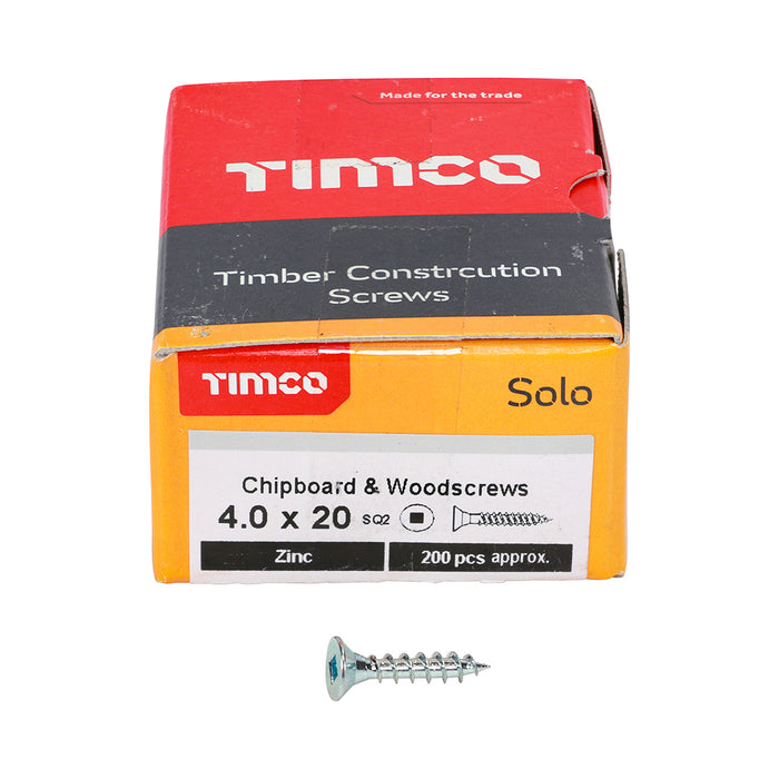 Solo Chipboard & Woodscrews - SQ - Double Countersunk - Zinc