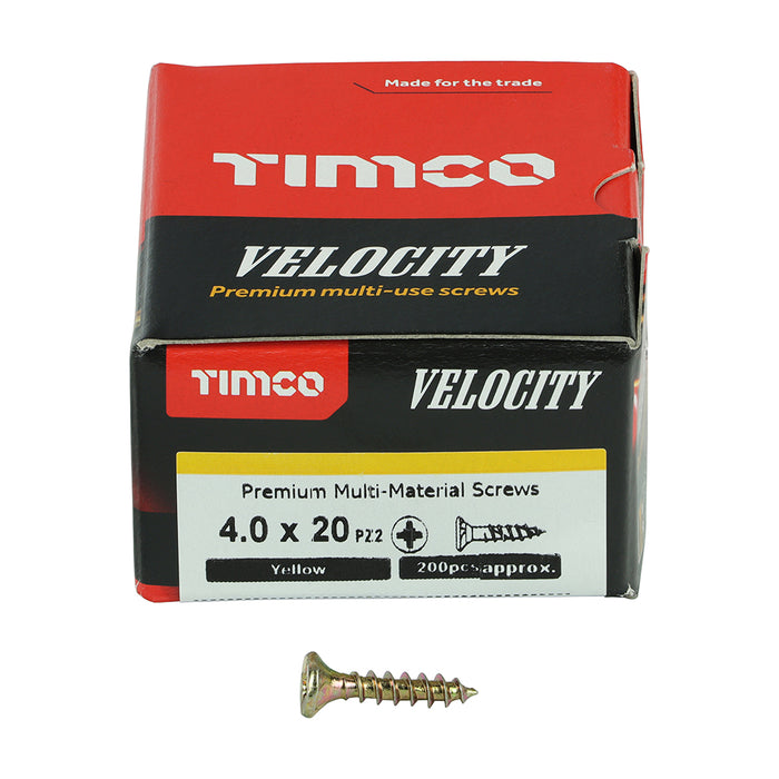 Velocity Premium Multi-Use Screws - PZ - Double Countersunk - Yellow