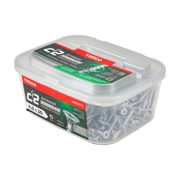 C2 Exterior Strong-Fix - PZ - Double Countersunk with Ribs - Twin-Cut - Silver
