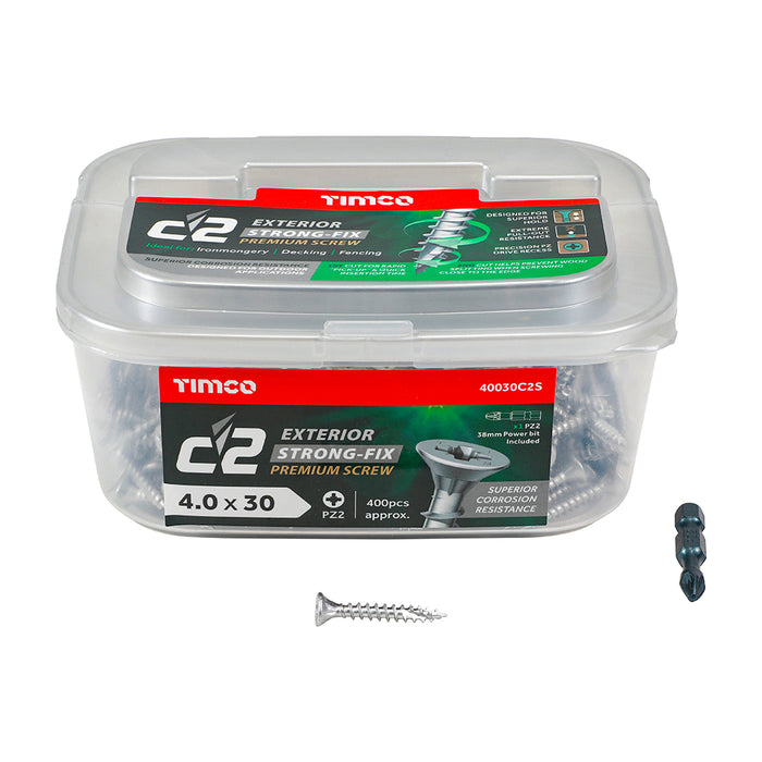 C2 Exterior Strong-Fix - PZ - Double Countersunk with Ribs - Twin-Cut - Silver