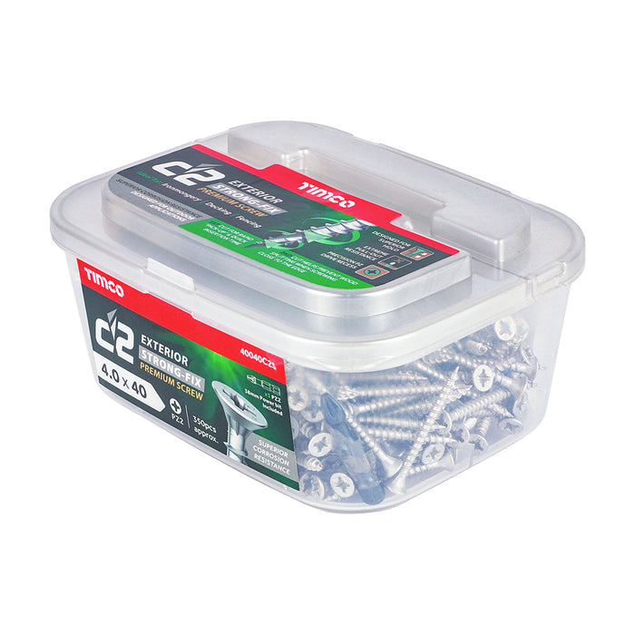 C2 Exterior Strong-Fix - PZ - Double Countersunk with Ribs - Twin-Cut - Silver