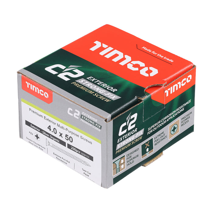 C2 Exterior Strong-Fix - PZ - Double Countersunk with Ribs - Twin-Cut - Silver