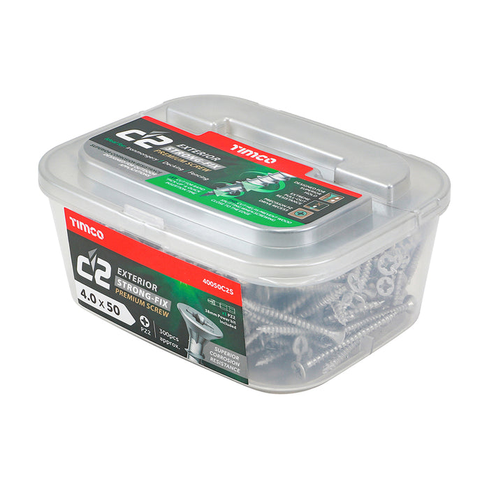 C2 Exterior Strong-Fix - PZ - Double Countersunk with Ribs - Twin-Cut - Silver