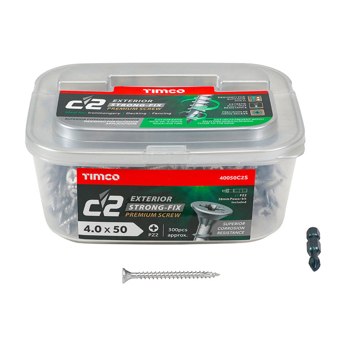C2 Exterior Strong-Fix - PZ - Double Countersunk with Ribs - Twin-Cut - Silver