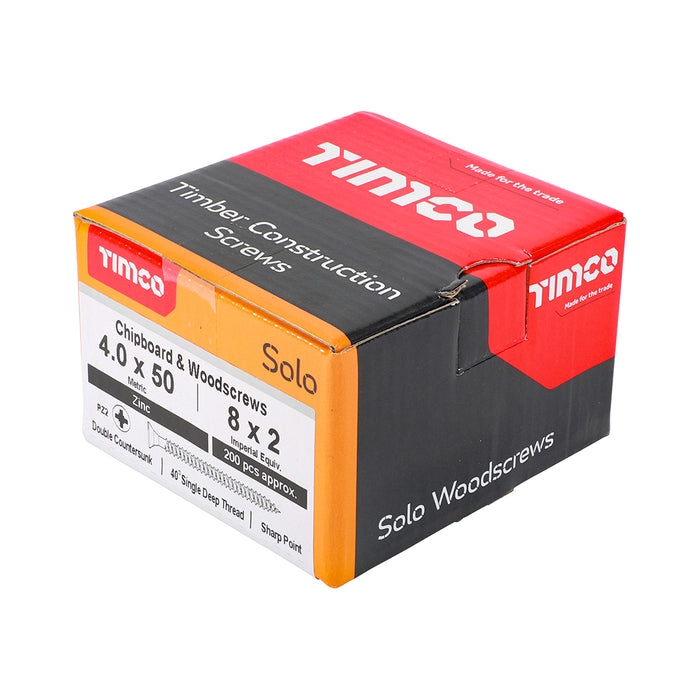 Solo Chipboard & Woodscrews - PZ - Double Countersunk - Zinc
